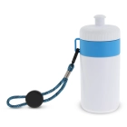 Bidon Sportowy Z Obwódka I Kolorowym Sznurkiem 500ml kolor biały / jasnoniebieski (LT98785-N0112)