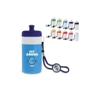 Bidon Sportowy Z Obwódka I Kolorowym Sznurkiem 500ml kolor biały / jasnoniebieski (LT98785-N0112)