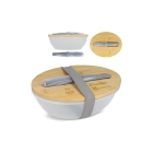 Pojemnik na lunch z sztućcami R-PP i bambus - 1L kolor szary (LT90454-N0061)