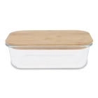 Szklany lunchbox z bambusową pokrywką kolor transparentny (LT90457-N0004)