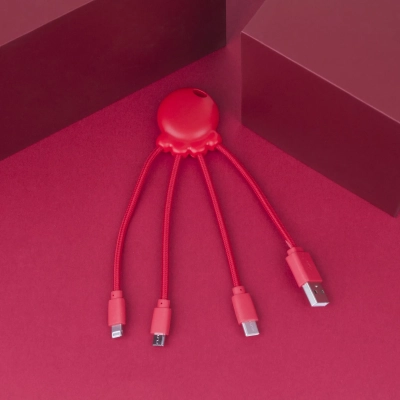 2087 | Xoopar Octopus Charging cable kolor czerwony (LT41005-N0021)