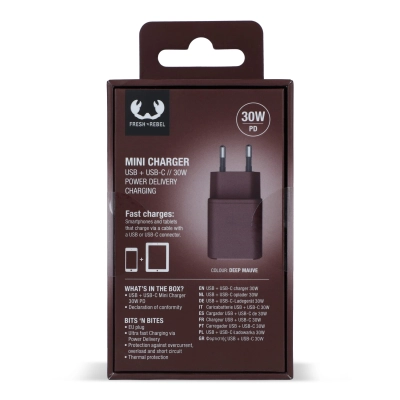 2WC30 I Fresh 'n Rebel Mini Charger USB-C + A PD // 30W kolor deep mauve (LT49407-N0046)