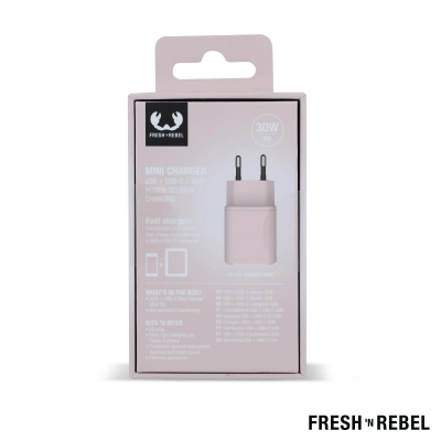 2WC30 I Fresh 'n Rebel Mini Charger USB-C + A PD // 30W kolor pasteloworóżowy (LT49407-N0079)