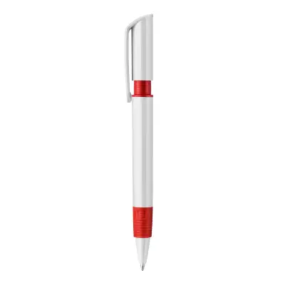 Długopis S40 Grip nieprzezroczysty kolor biały / czerwony (LT87544-N0121)