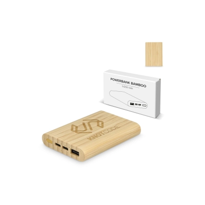 Powerbank Bamboo 5000 mAh kolor naturalny (LT95513-N0094)