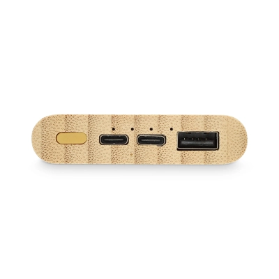 Powerbank Bamboo 5000 mAh kolor naturalny (LT95513-N0094)