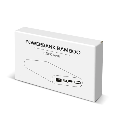 Powerbank Bamboo 5000 mAh kolor naturalny (LT95513-N0094)