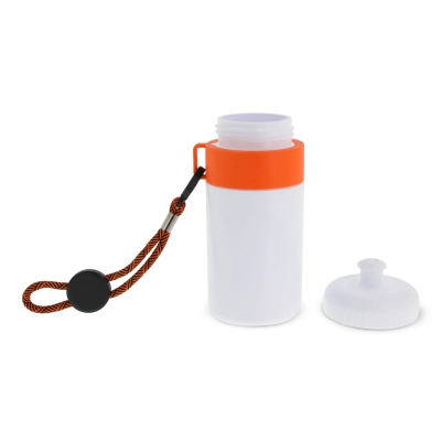 Bidon Sportowy Z Obwódka I Kolorowym Sznurkiem 500ml kolor biały / pomarańczowy (LT98785-N0126)