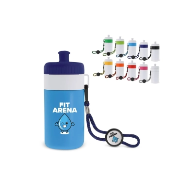 Bidon Sportowy Z Obwódka I Kolorowym Sznurkiem 500ml kolor biały / pomarańczowy (LT98785-N0126)