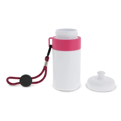 Bidon Sportowy Z Obwódka I Kolorowym Sznurkiem 500ml kolor biały / różowy (LT98785-N0176)