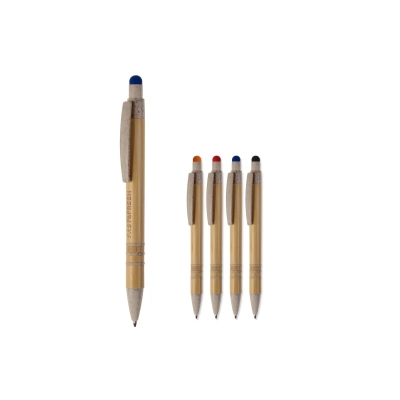 Długopis bambusowo-słomkowy Stylus kolor beżowy / pomarańczowy (LT87282-N5526)