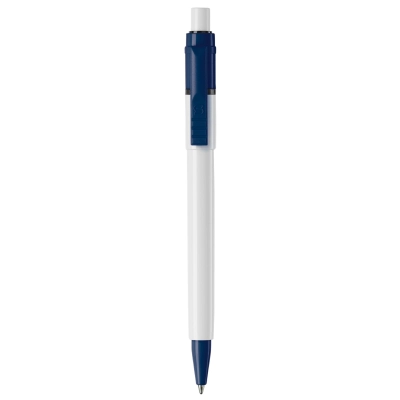 Długopis Baron Colour nieprzezroczysty kolor biały / ciemnoniebieski (LT80900-N0110)