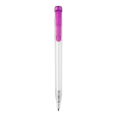 Długopis Ingeo TM Pen Clear przejrzysty kolor ecru / różowy (LT87543-N5476)