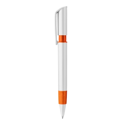 Długopis S40 Grip nieprzezroczysty kolor biały / pomarańczowy (LT87544-N0126)