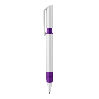 Długopis S40 Grip nieprzezroczysty kolor biały / purpurowy (LT87544-N0172)
