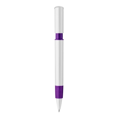 Długopis S40 Grip nieprzezroczysty kolor biały / purpurowy (LT87544-N0172)