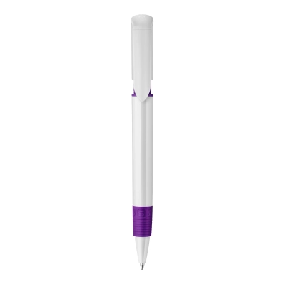 Długopis S40 Grip nieprzezroczysty kolor biały / purpurowy (LT87544-N0172)