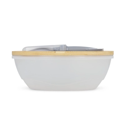 Pojemnik na lunch z sztućcami R-PP i bambus - 1L kolor szary (LT90454-N0061)