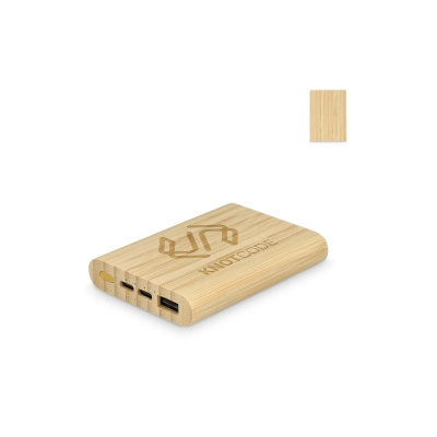Powerbank Bamboo 5000 mAh kolor naturalny (LT95513-N0094)