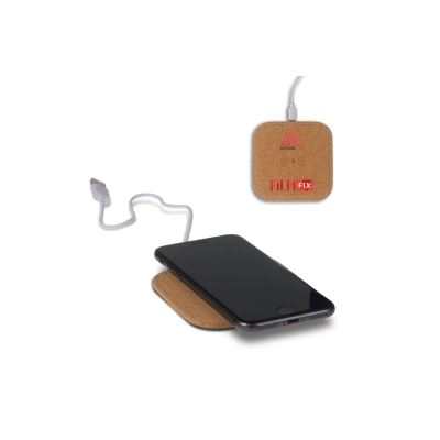 Square cork Wireless charger 5W kolor naturalny (LT95069-N0094)