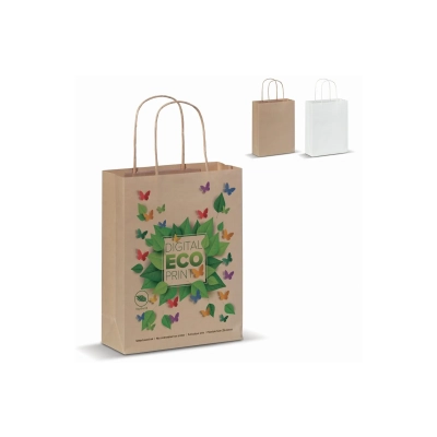 Torba papierowa ze skręcanymi uchwytami 90g/m² 18x8x22cm kolor biały (LT91622-N0001)
