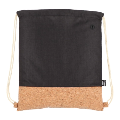Worek ze sznurkiem R-PET i korek 35 x 40 cm kolor czarny (LT91392-N0002)