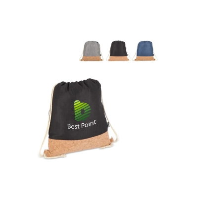 Worek ze sznurkiem R-PET i korek 35 x 40 cm kolor czarny (LT91392-N0002)