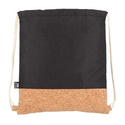 Worek ze sznurkiem R-PET i korek 35 x 40 cm kolor czarny (LT91392-N0002)