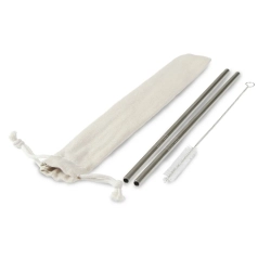 Zestaw 2 słomek ze stali nierdzewnej - kolor srebrny