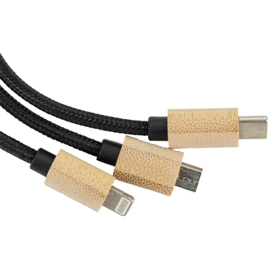 Kabel 3w1 z podświetlanym logo długi 120 cm kolor beżowy (MACEG059113)
