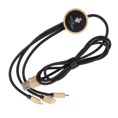 Kabel 3w1 z podświetlanym logo długi 120 cm kolor beżowy (MACEG059113)
