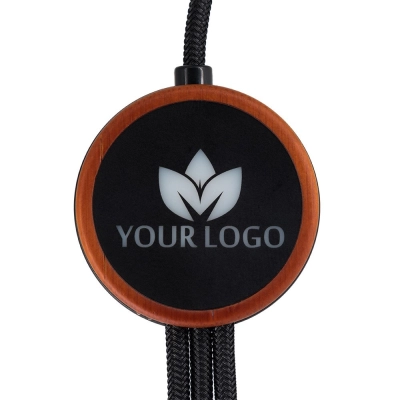Kabel 3w1 z podświetlanym logo w drewnianej obudowie - LH-ZM04 kolor beżowy (MACEG060913)