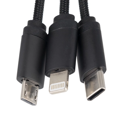 Kabel 3w1 z podświetlanym logo w drewnianej obudowie - LH-ZM04 kolor beżowy (MACEG060913)