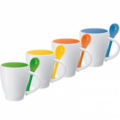 Kubek ceramiczny z łyżeczką PALERMO 250 ml
