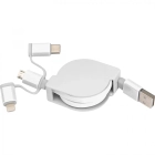 Kabel do ładowania z 3 wtyczkami rozwijany kolor biały (MAC2165206)