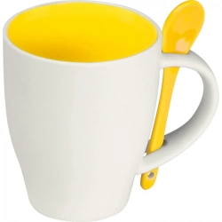 Kubek ceramiczny z łyżeczką 250 ml kolor żółty (MAC8509508)