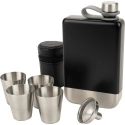 Zestaw piersiówka 266 ml, kieliszki 30 ml i lejek TAHAT Schwarzwolf kolor czarny (MACF5001200AJ303)