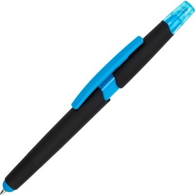 Długopis plastikowy z zakreślaczem touch pen kolor jasnoniebieski (MAC1096524)