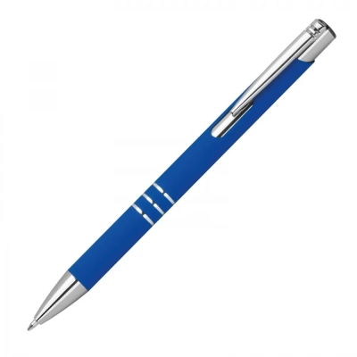 Długopis półżelowy soft touch z aluminium z recyklingu kolor niebieski (MAC1399104)