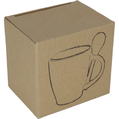 Kubek ceramiczny z łyżeczką 250 ml kolor żółty (MAC8509508)