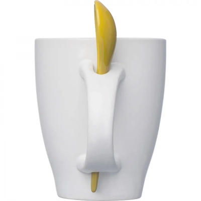 Kubek ceramiczny z łyżeczką 250 ml kolor żółty (MAC8509508)