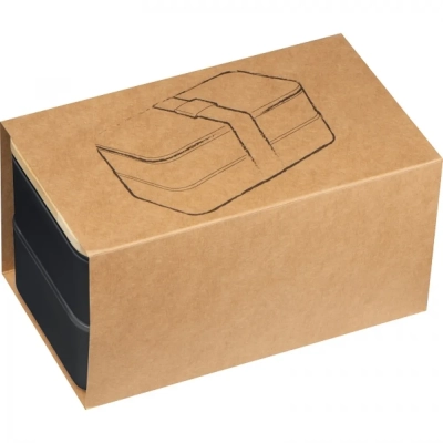 Lunch box ze sztućcami kolor czarny (MAC8253103)