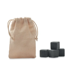 4 kamienne kostki lodu w etui ROCKS  - kolor beżowy