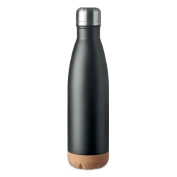 Dwuścienna butelka 600 ml - ASPEN CORK - kolor czarny