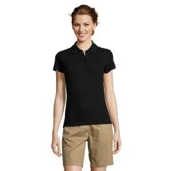 PEOPLE - Damskie POLO 210g - Kolor Czarny