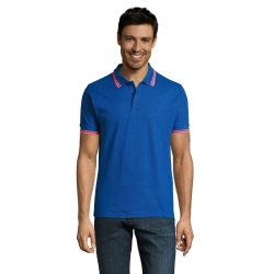 PASADENA MEN - PASADENA męskie polo 200g - Kolor Royal/Neon Corail
