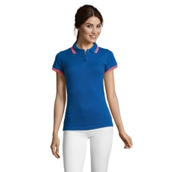 PASADENA WOMEN - PASADENA damskie polo 200g - Kolor Royal/Neon Corail