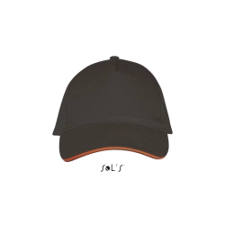 LONG BEACH - FIVE PANEL CAP - Kolor Dark Grey / Orange