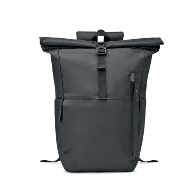 300D RPET plecak typu rolltop - VALLEY ROLLPACK - kolor czarny