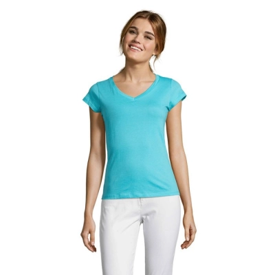 MOON - Damski T-SHIRT 150g - Kolor Niebieski Atol